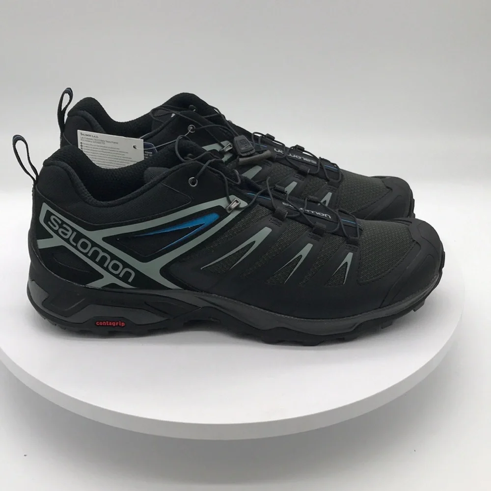 Salomon mens Black and Blue Hiking Shoes size 12.5 US